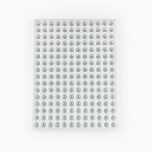 Top view of the 2.8mL half-sphere silicone gummy mold showing 192 cavities