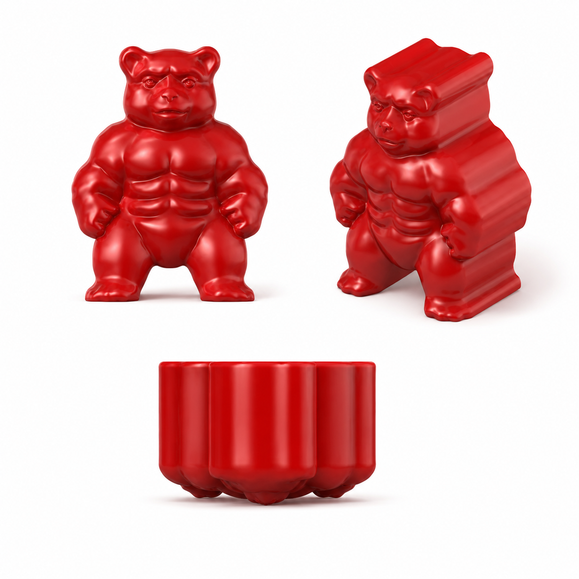 Custom muscle bear gummy mold 3D design